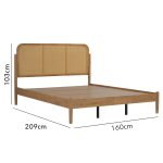 TRENTO Queen Size Wooden Bed Frame-Beech - Image 5