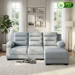 BAMAKO L Shaped Pet Friendly Sofa-Sky