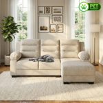 BAMAKO L Shaped Pet Friendly Sofa-Cream