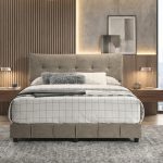 BELLINI Queen & King Size Pillow Back Bed Frame-Brown