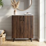 BERYL 2 Door Shoe Cabinet-White+Walnut
