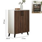 BERYL 2 Door Shoe Cabinet-White+Walnut - Image 4