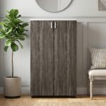 CITRINE 2 Door Shoe Cabinet-White+Grey Oak