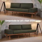 DAIKIN 3 Seater Japandi Wooden Sofa-khaki Fabric - Image 2