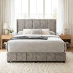 GIANNI Queen & King Size Wing Back Bed Frame-Grey