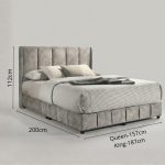GIANNI Queen & King Size Wing Back Bed Frame-Grey - Image 3