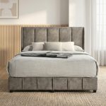 GIANNI Queen & King Size Wing Back Bed Frame-Brown