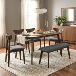 KENJI Full Solid 6 Seater Dining Set-Walnut - Image 2