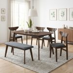 KENJI Full Solid 6 Seater Dining Set-Walnut