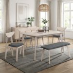 KENJI Full Solid 6 Seater Dining Set-White Wash - Image 2