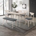 KENJI Full Solid 6 Seater Dining Set-White Wash - Image 3