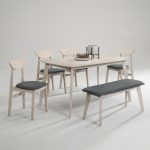 KENJI Full Solid 6 Seater Dining Set-White Wash - Image 4