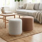 KENTU Danny Fabric Round Pouf Stool-2 Colors
