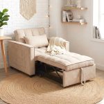 LEAH 1 Seater Easy Clean Fabric Sofa Bed-Light Brown