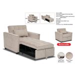 LEAH 1 Seater Easy Clean Fabric Sofa Bed-Light Brown - Image 5