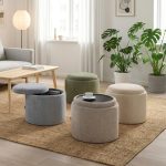 LILLE Storage Round Pouf Stool-4 Colors