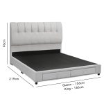 LUSSON Queen & King Size Drawer Bed Frame-Cream - Image 2
