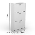 PEREZ 3 Door Shoe Cabinet-White - Image 4