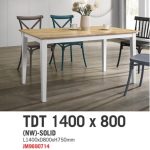 PETRA 140cm Full Solid Dining table-Natural+White - Image 3