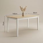 PETRA 140cm Full Solid Dining table-Natural+White - Image 2