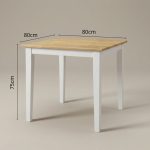 PETRA 80x80cm Full Solid Dining table-Natural+White - Image 2