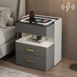 ST802 Wireless Charging Bedside Table-Grey - Image 2