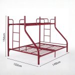 STUD Single Over Queen Trio Metal Bunk Bed-Maroon - Image 3