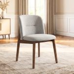 TURIN Velvet Fabric Dining Chair-Walnut