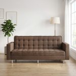 TOPEKA 3 Seater Sofa Bed With Armrest-Brown