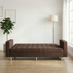 TOPEKA 3 Seater Sofa Bed With Armrest-Brown - Image 2