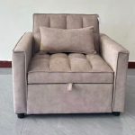 LEAH 1 Seater Easy Clean Fabric Sofa Bed-Light Brown - Image 9