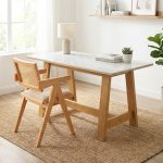 TETAN 140x80cm Sintered Stone Study Desk-Oak