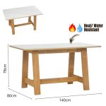 TETAN 140x80cm Sintered Stone Study Desk-Oak - Image 4