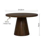 ALONI D120cm Round Dining Table-Cocoa - Image 2
