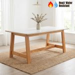 TETAN 180x90cm Sintered Stone Dining Table-Oak