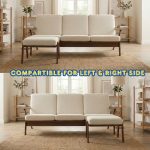 ALSTER 3 Seater L shaped Sofa-Cream Fleece - Image 4
