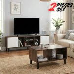 [Package] AETOS 180cm 2 In 1 Living Set-Walnut