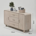BELLUNO 150cm 2 Door 3 Drawers Sideboard-White Wash - Image 4