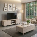 BELLUNO 120cm 2 Drawers Coffee Table-White Wash - Image 2