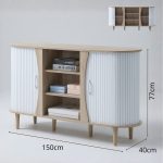 CALMA 150cm Sliding Door Sideboard-Oak+White - Image 6