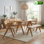 CURATE 6 Seater Dining Set With Bench-Natural