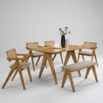 CURATE 6 Seater Dining Set With Bench-Natural - Image 2