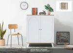 VETTA 2 Door Shoe Cabinet-Oak+White - Image 3