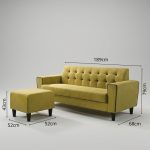 ALBA 3 Seater Sofa With Stool-Yellow - Image 4