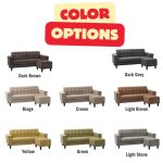 ALBA 3 Seater Sofa With Stool-Yellow - Image 5