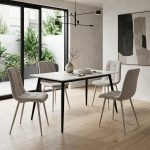 ELLY 4 Seater Sintered Stone Dining Set-Beige