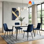 ELLY 4 Seater Sintered Stone Dining Set-Blue