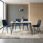 ELLY 4 Seater Sintered Stone Dining Set-Blue - Image 2