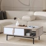 FORZA 110cm Coffee Table-Oak+White - Image 2