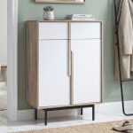 FROZA 2 Door 2 Drawers Shoe Cabinet-Oak+White - Image 2